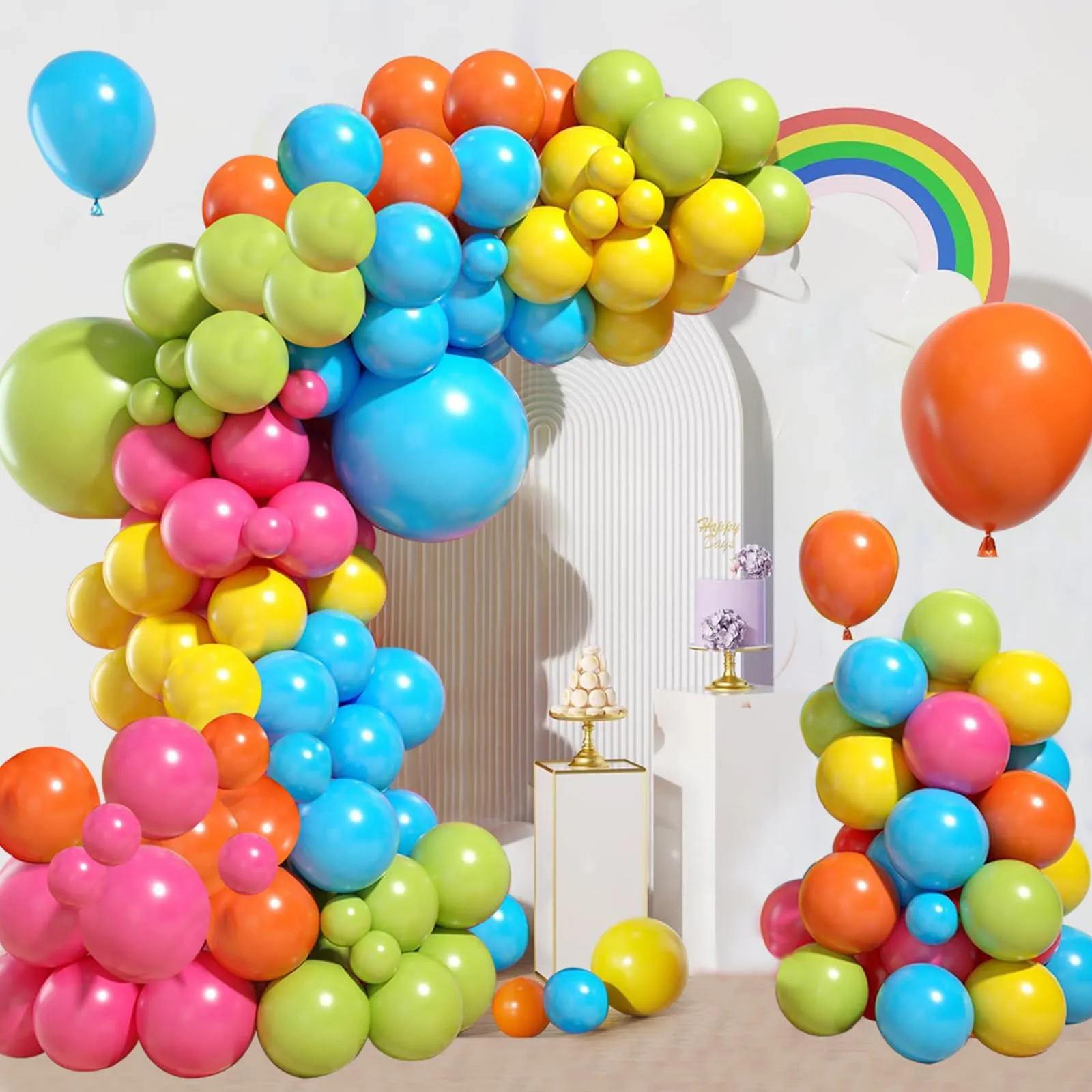 fairymaiden Kit Arco Palloncini Arcobaleno, 114 Pezzi Ghirlanda Palloncini Colorati Misti - immagine 3