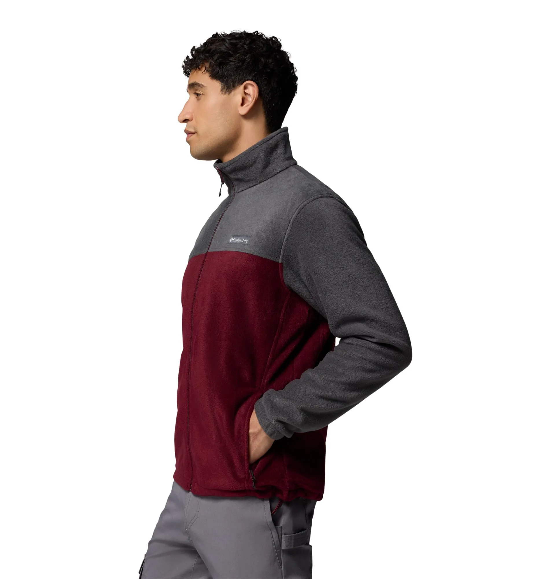 Columbia Steens Mountain Full Zip 2.0 Men's Fleece Jacket, Shark/Rich Wine, XL - immagine 4