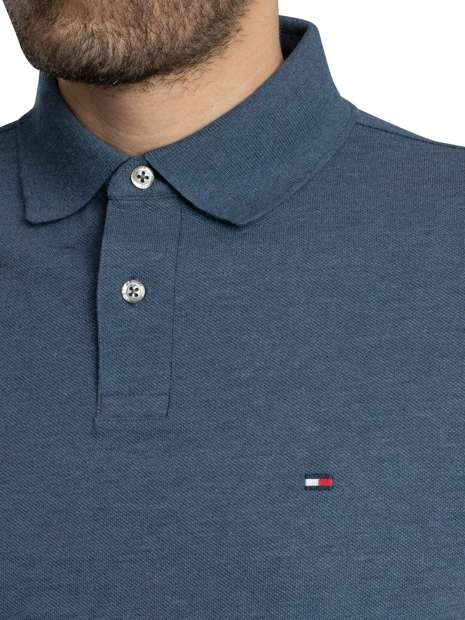 Tommy Hilfiger Uomo Maglietta Polo Maniche Corte 1985 Regular Fit, Blu Faded Indigo Heather, XS - immagine 4