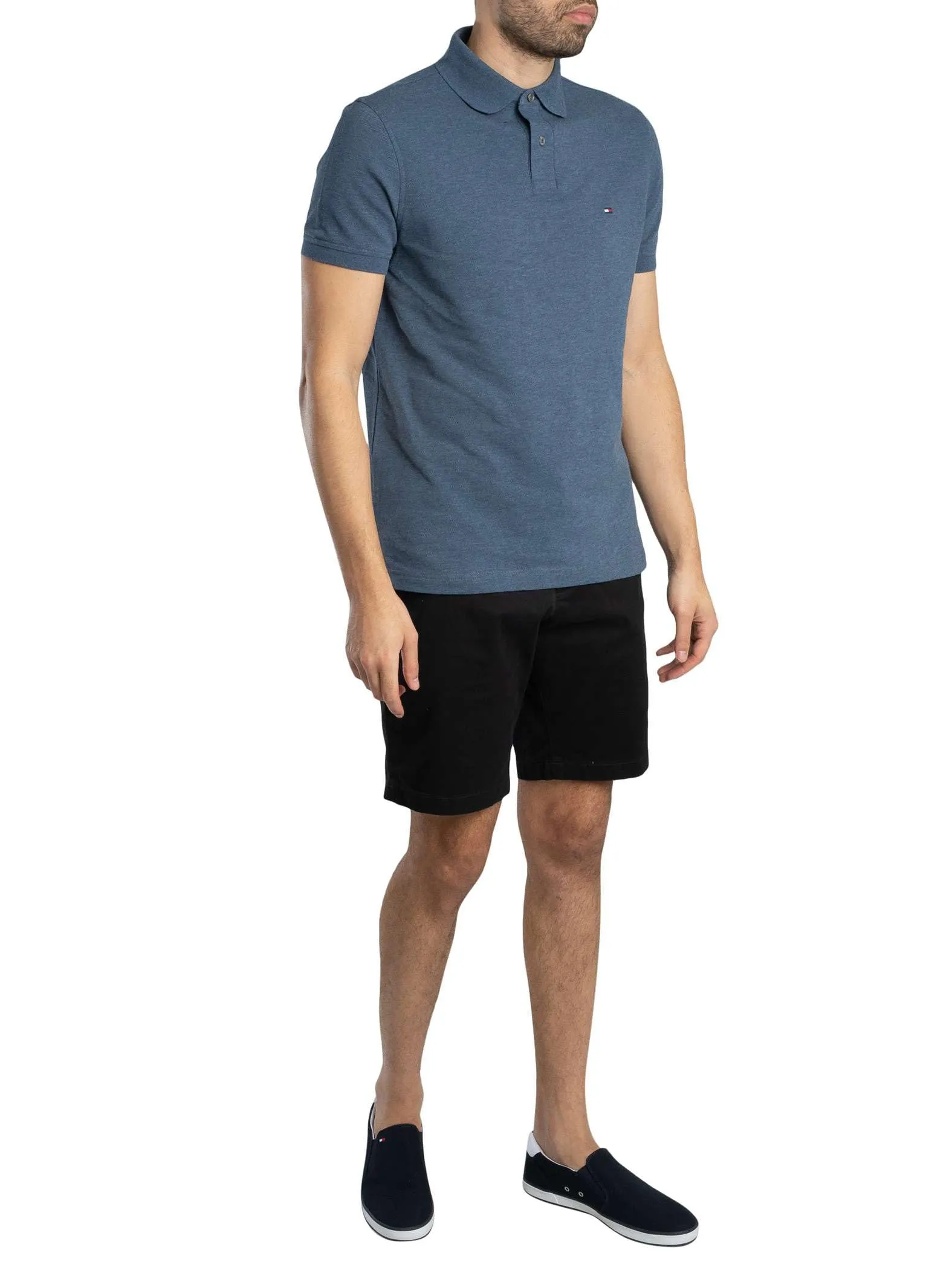 Tommy Hilfiger Uomo Maglietta Polo Maniche Corte 1985 Regular Fit, Blu Faded Indigo Heather, XS - immagine 5