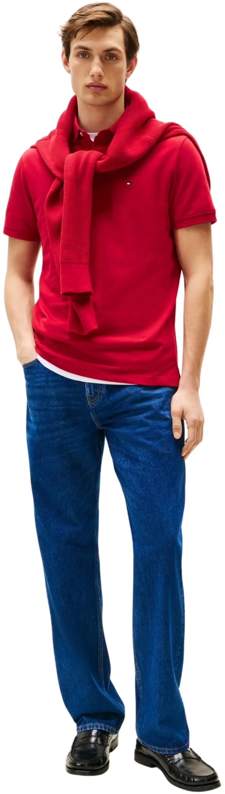 Tommy Hilfiger 1985 Regular Fit Short Sleeve Polo Shirt, Medium Red, S - immagine 3