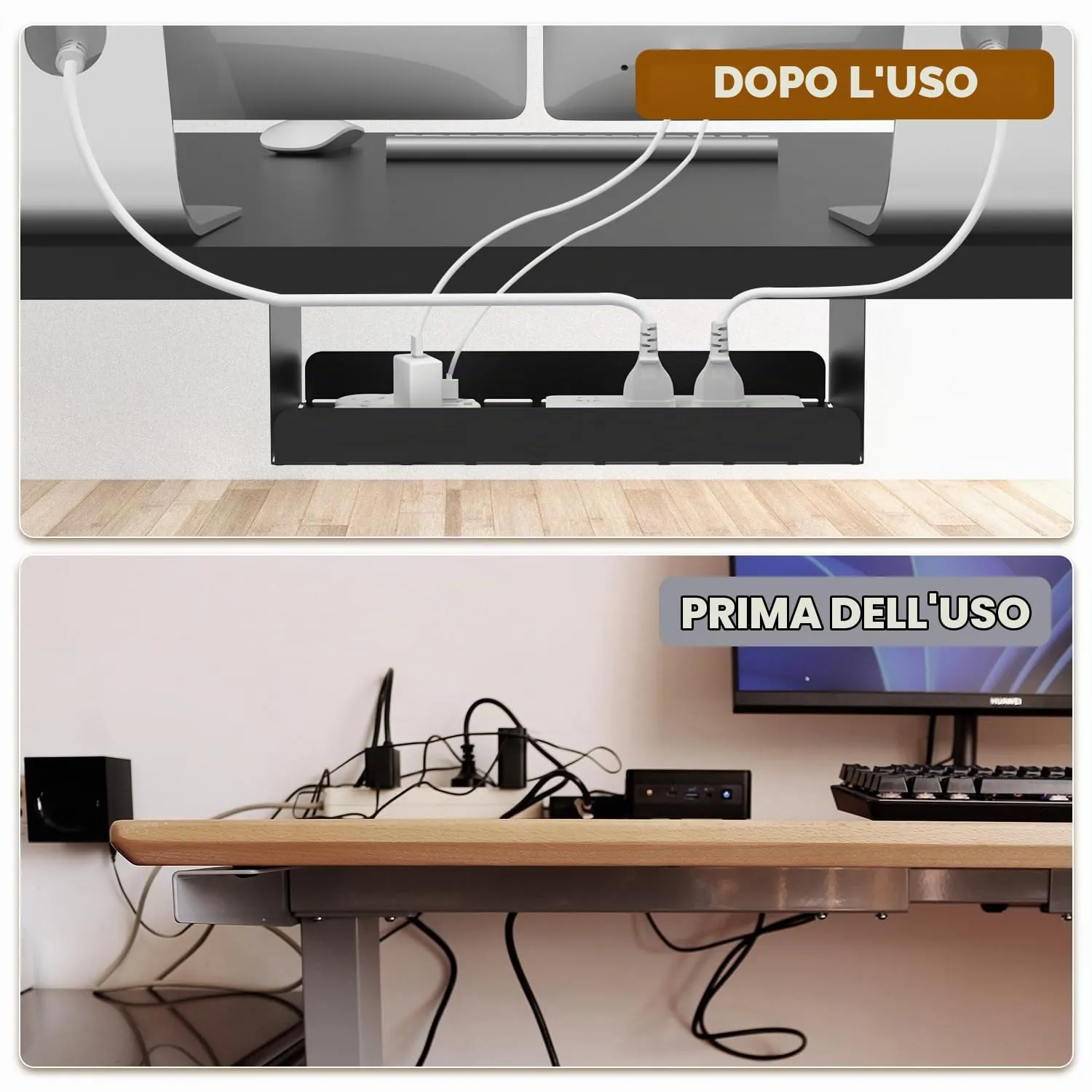 Homall Scrivania Regolabile in Altezza 180x80 cm con Porta USB, Noce e Bianco - immagine 7