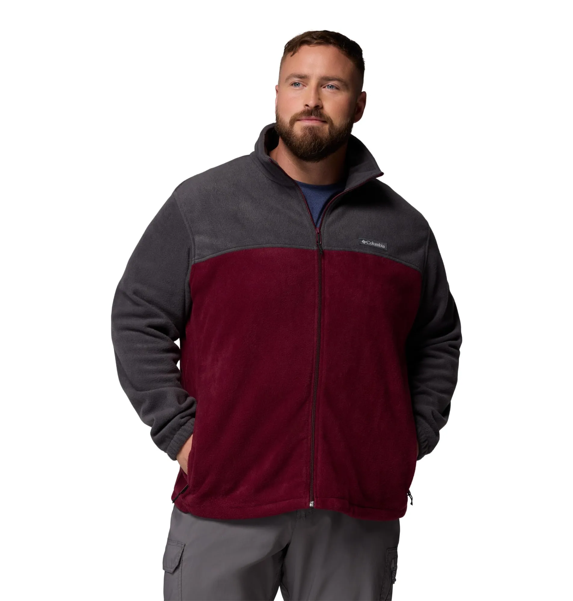 Columbia Steens Mountain Full Zip 2.0 Men's Fleece Jacket, Shark/Rich Wine, S - immagine 6