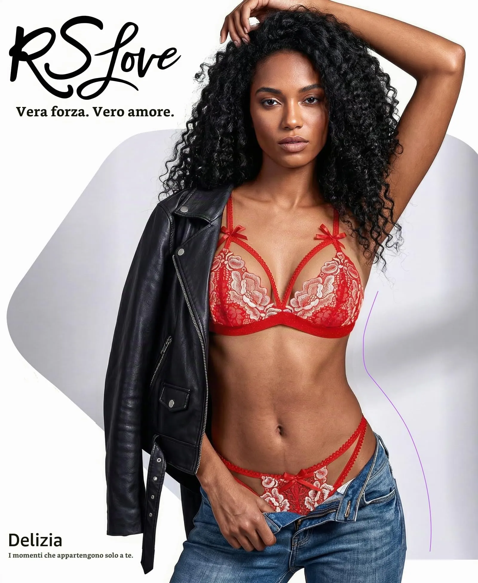 RSLOVE Set Lingerie in Pizzo con Reggicalze, 3 Pezzi, M - immagine 2