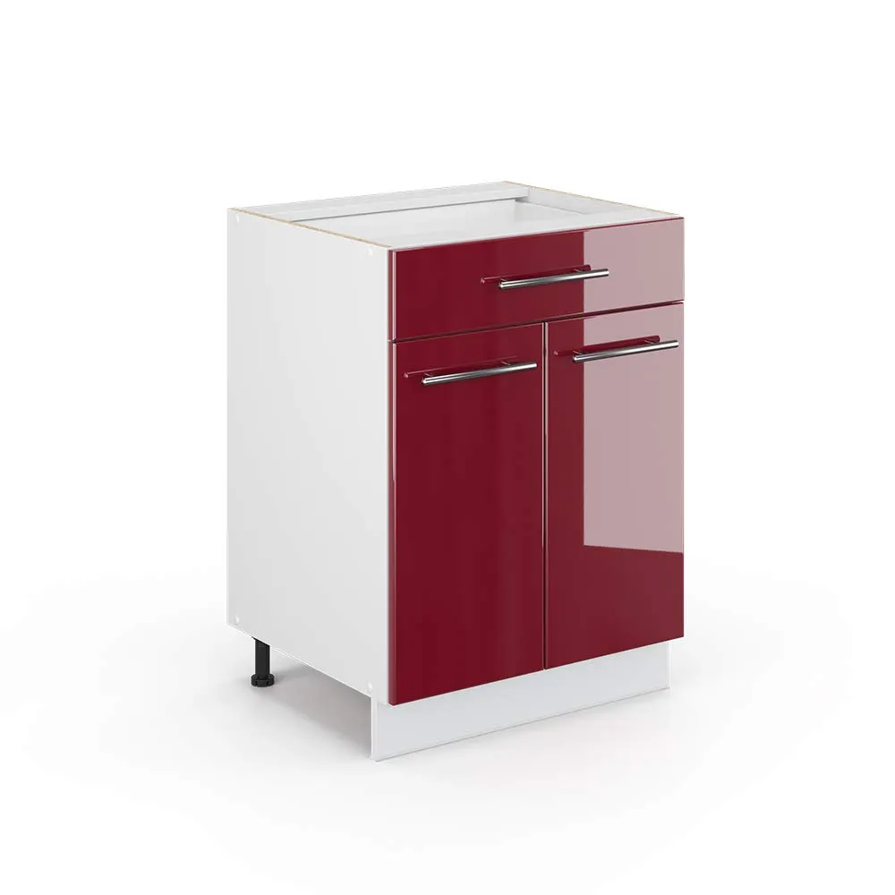 Vicco Mobiletto base per cucina Fame-Line, Bordeaux lucido, 60 cm - immagine 1