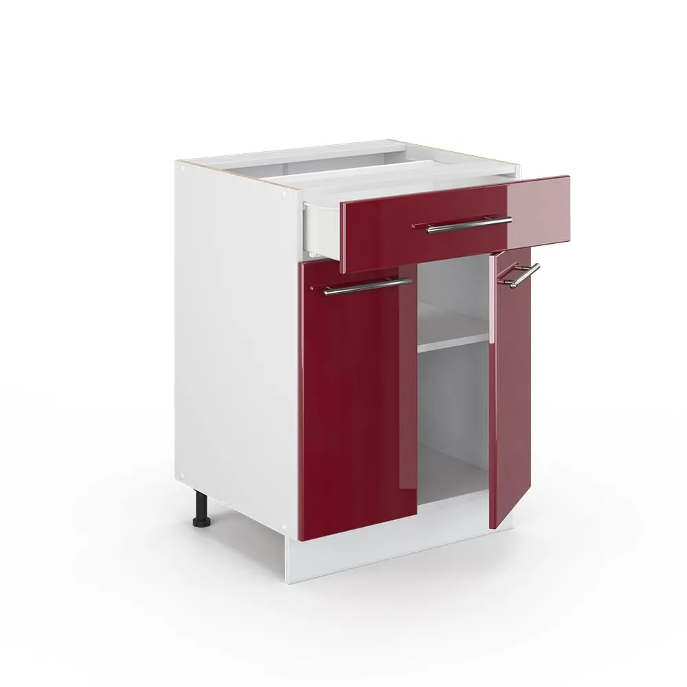 Vicco Mobiletto base per cucina Fame-Line, Bordeaux lucido, 60 cm - immagine 5