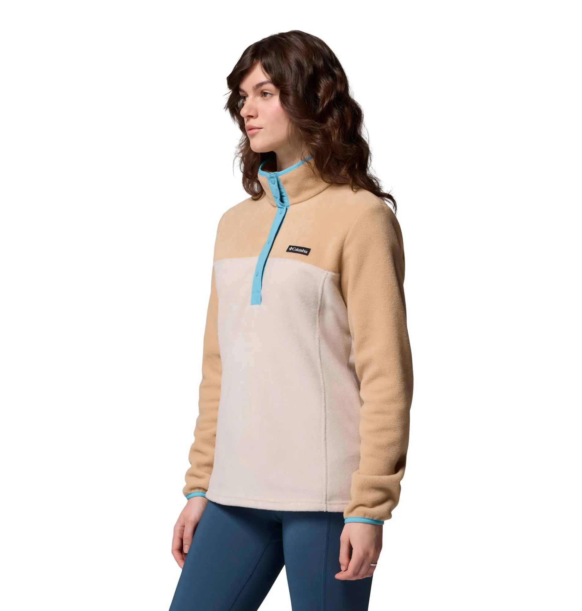 Columbia Benton Springs Pullover da donna Demi Bouton-Pression in pile, Pietra scura/canoa/blu vintage, 1X - immagine 3