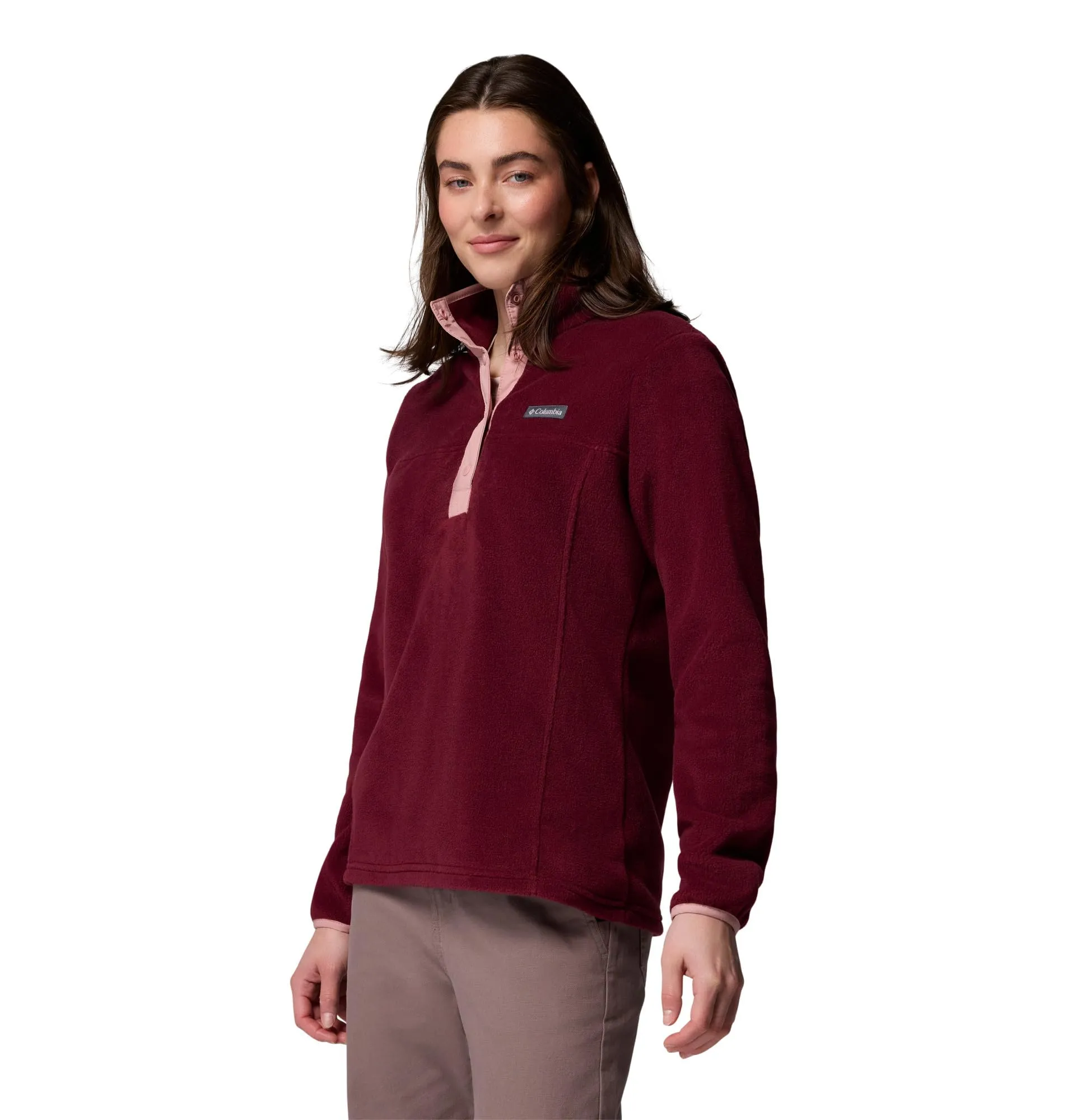 Columbia Benton Springs 1/2 Snap Pull Over II Giacca di Pile, Gomma Rosa Vino Ricco, 3X Donna - immagine 3