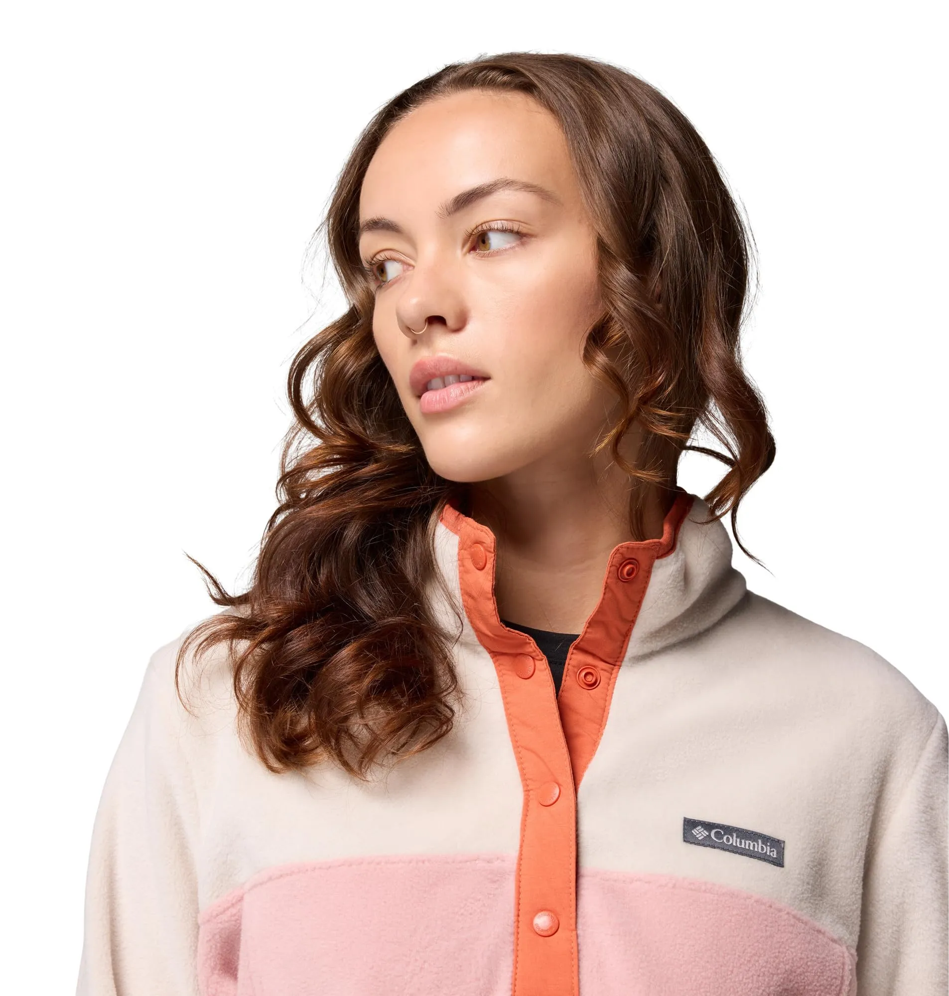 Columbia Benton Springs Pullover da donna, Pile Demi Bouton-Pression, Gomma Rosa/Pietra Scuro/Toscana, 1X - immagine 3
