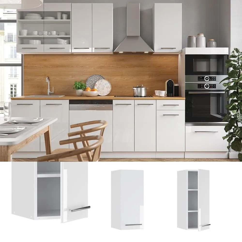 Vicco Pensile da cucina Fame-Line, Bianco lucido, 30 cm - immagine 2