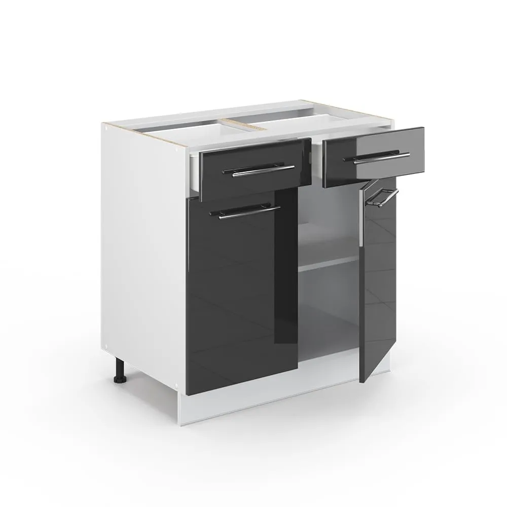 Vicco Mobiletto base per cucina Fame-Line, Antracite lucido, 80 cm - immagine 5