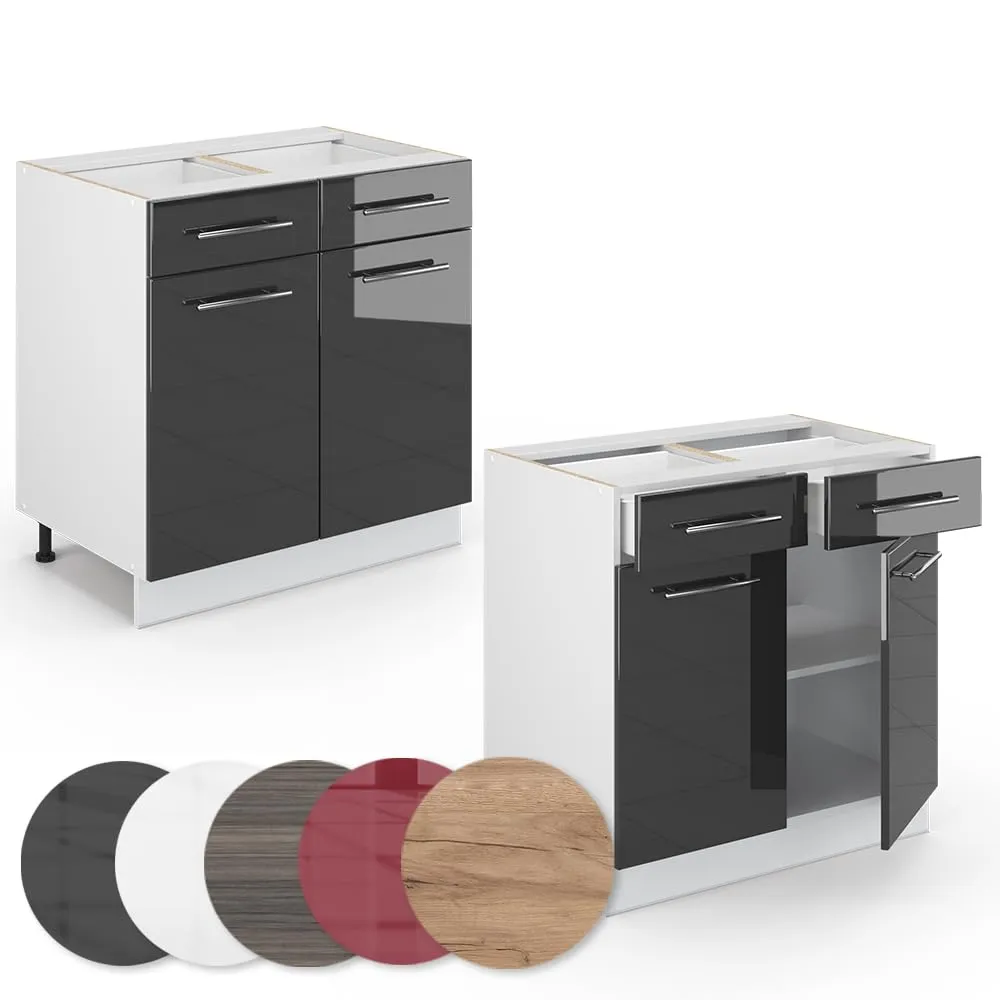Vicco Mobiletto base per cucina Fame-Line, Antracite lucido, 80 cm - immagine 6