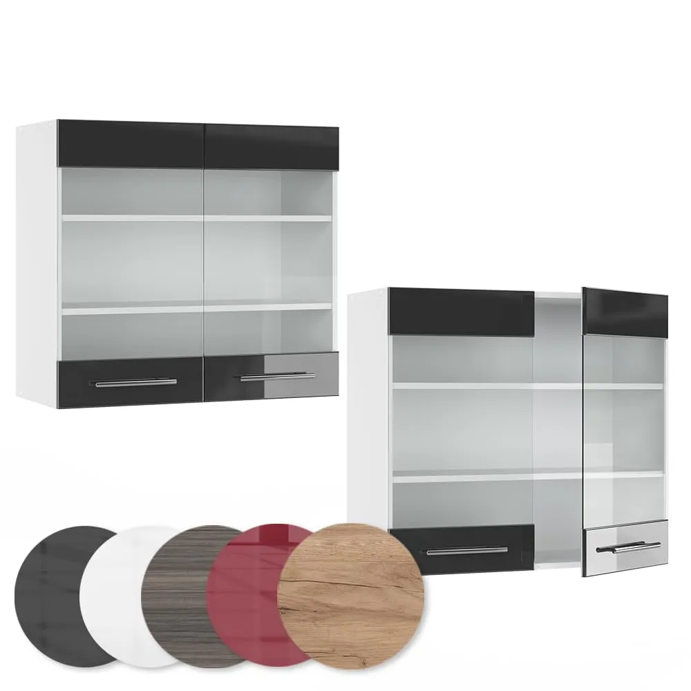 Vicco Fame-Line Mobile da cucina in vetro, Antracite lucido, 80 cm - immagine 5