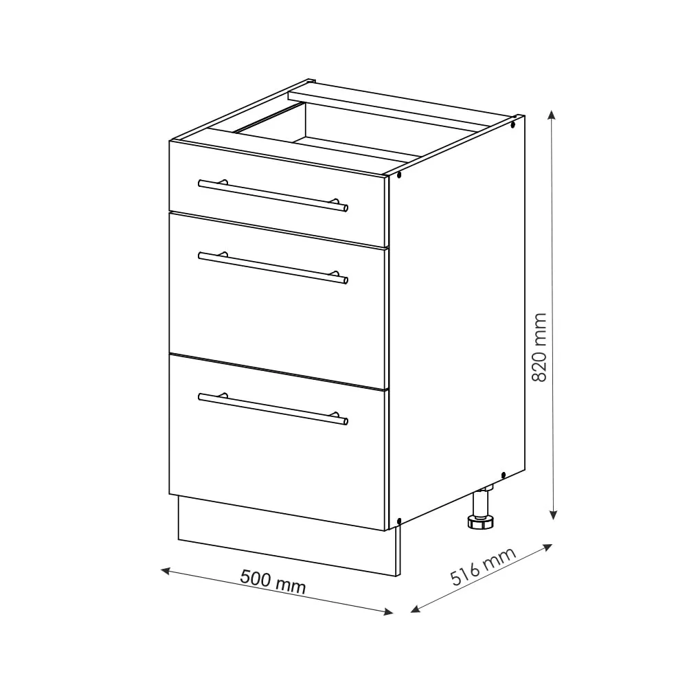 Vicco Mobiletto base per cucina Fame-Line, Antracite lucido, 50 cm - immagine 2