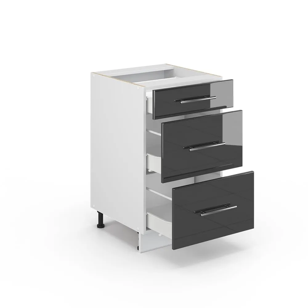 Vicco Mobiletto base per cucina Fame-Line, Antracite lucido, 50 cm - immagine 5