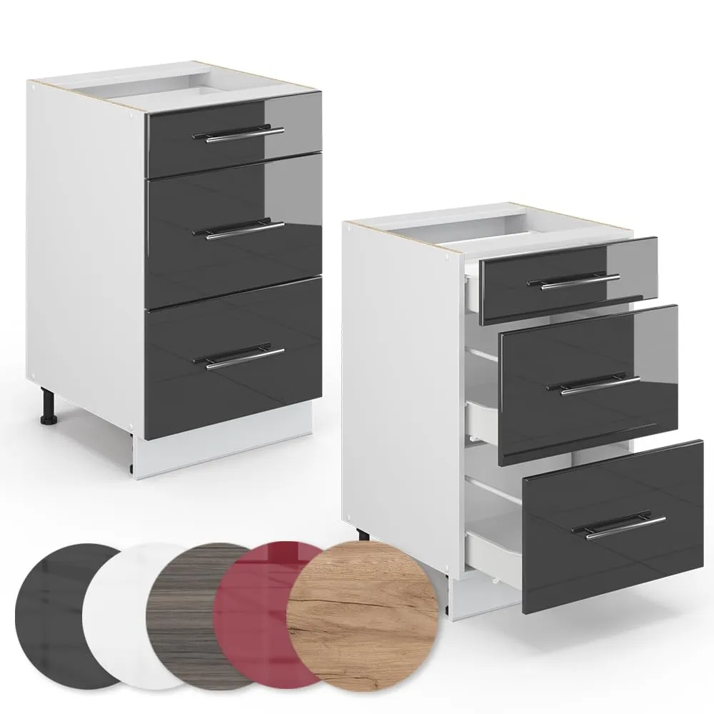 Vicco Mobiletto base per cucina Fame-Line, Antracite lucido, 50 cm - immagine 6