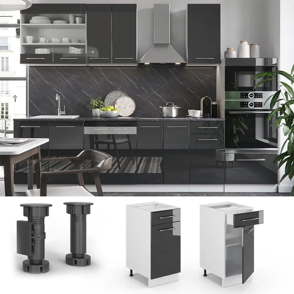 Vicco Mobiletto Base per Cucina Fame-Line, Antracite Lucido, 40 cm - immagine 4
