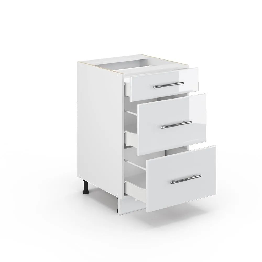 Vicco Fame-Line Mobiletto Base per Cucina, Bianco Lucido, 50 cm - immagine 5