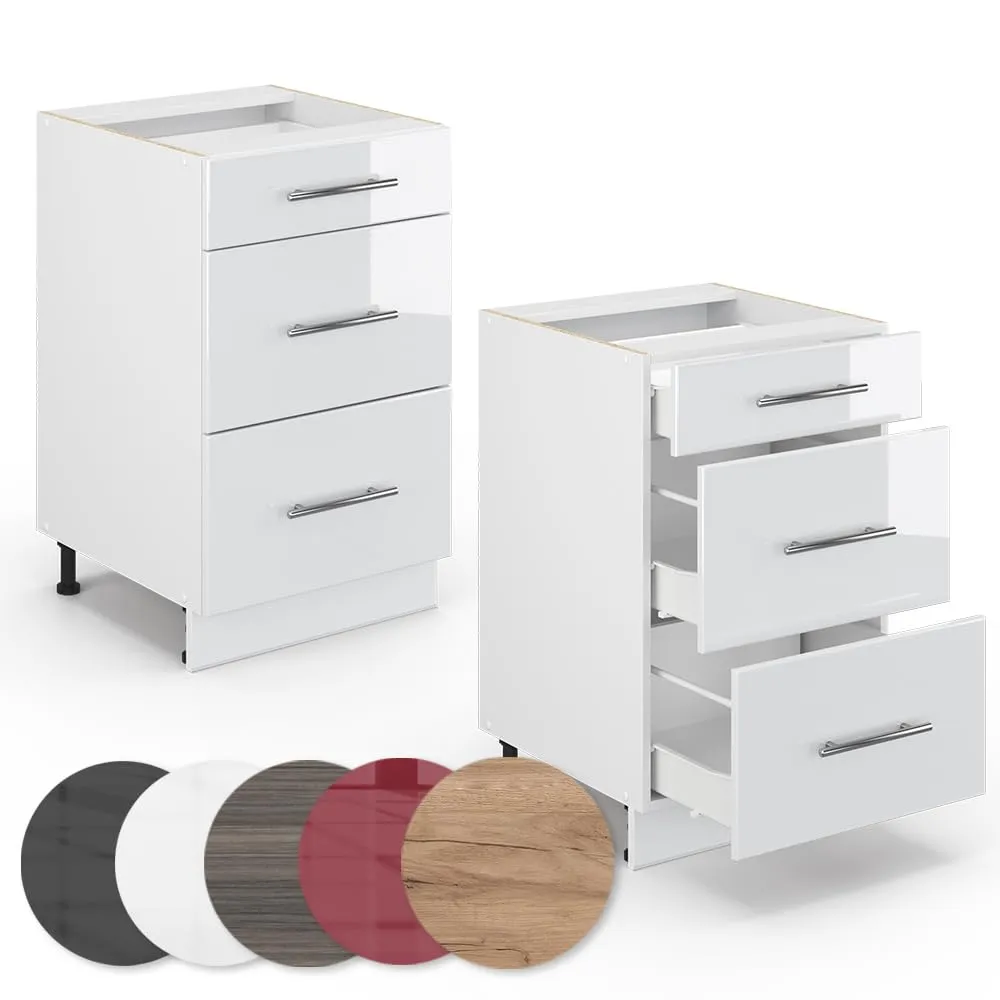 Vicco Fame-Line Mobiletto Base per Cucina, Bianco Lucido, 50 cm - immagine 6