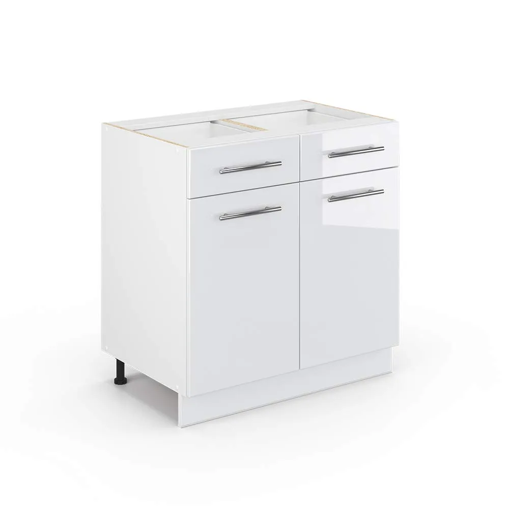 Vicco Fame-Line Mobiletto Base per Cucina, Bianco Lucido, 80 cm - immagine 1