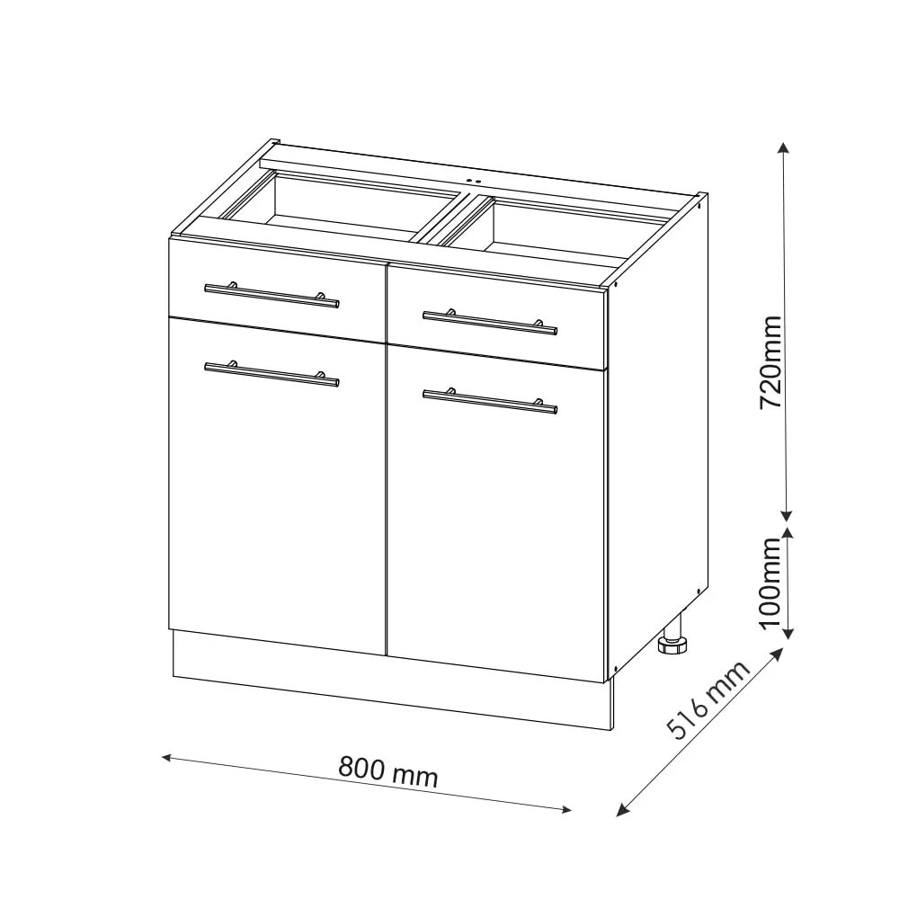 Vicco Fame-Line Mobiletto Base per Cucina, Bianco Lucido, 80 cm - immagine 2
