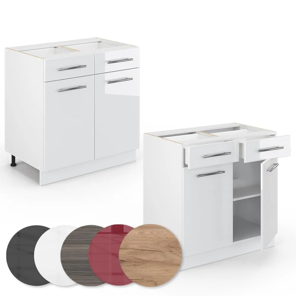 Vicco Fame-Line Mobiletto Base per Cucina, Bianco Lucido, 80 cm - immagine 6