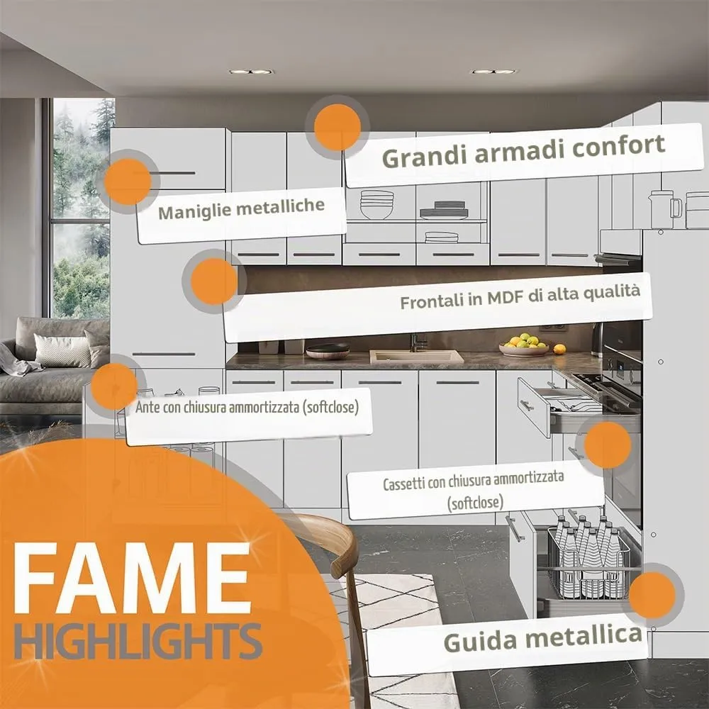 Vicco Mobile angolare da cucina Fame-Line, Antracite lucido, 57 cm - immagine 9