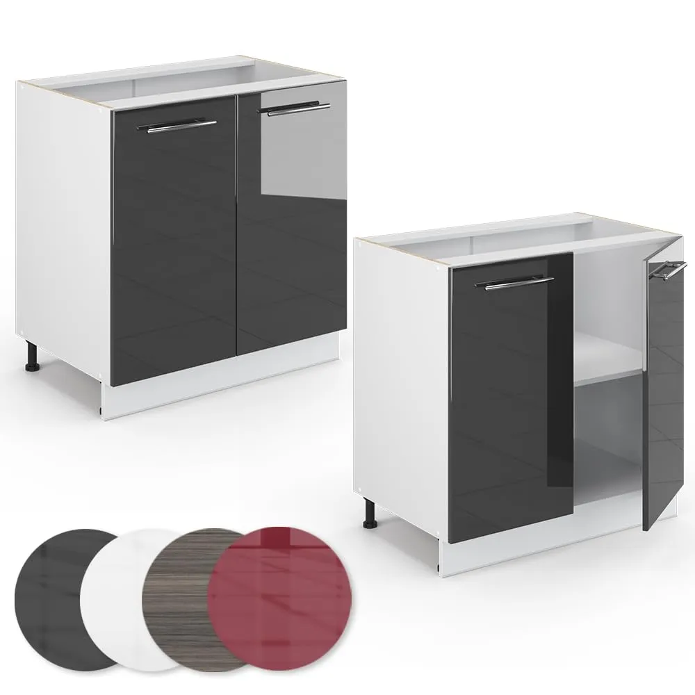 Vicco Mobiletto Base Cucina Fame-Line, Antracite Lucido/Bianco, 80 cm - immagine 6