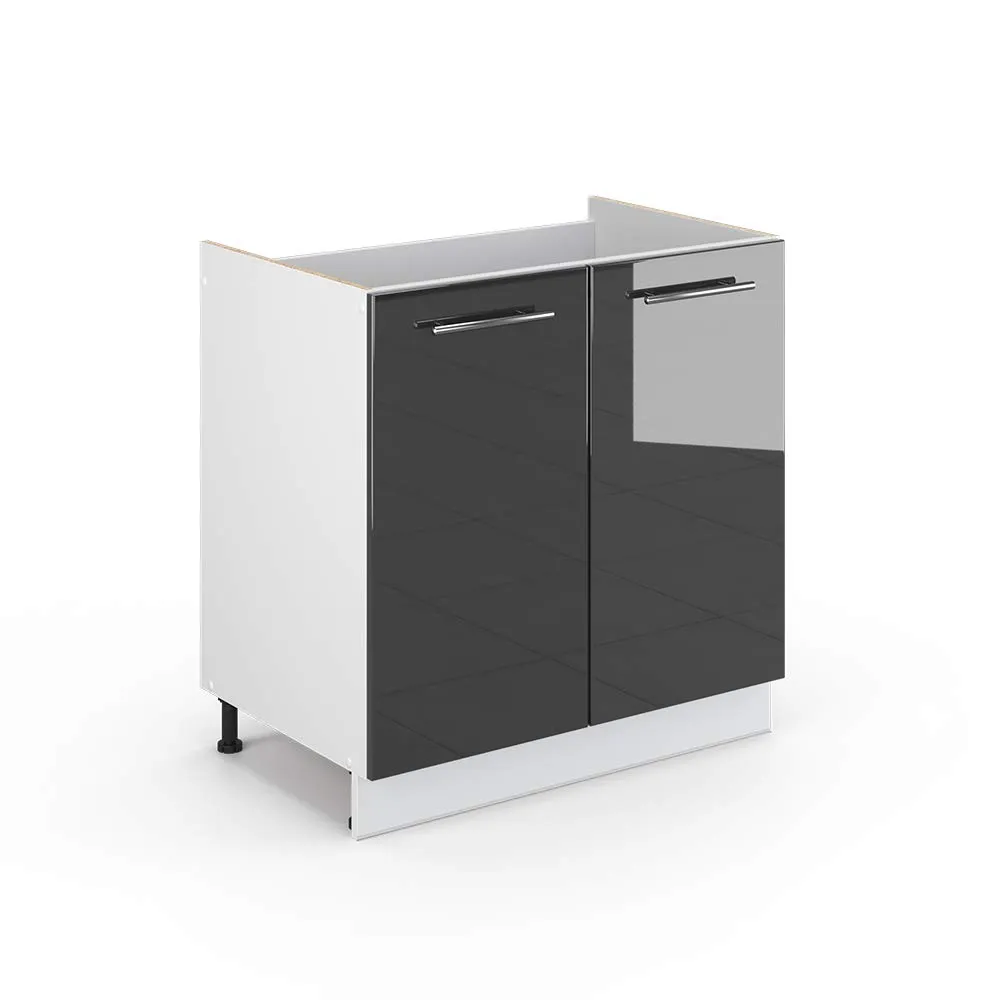 Vicco Mobile lavello cucina Fame-Line, Antracite lucido, 80 cm - immagine 1