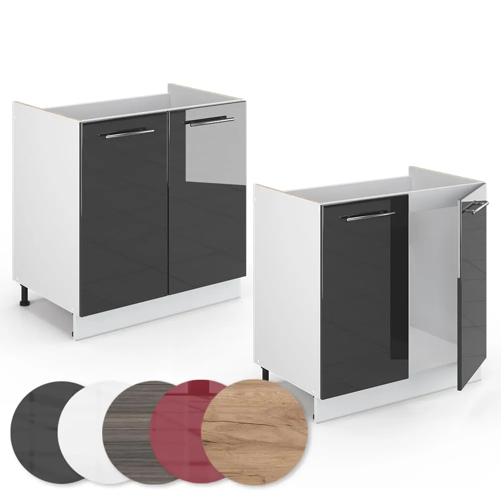 Vicco Mobile lavello cucina Fame-Line, Antracite lucido, 80 cm - immagine 6