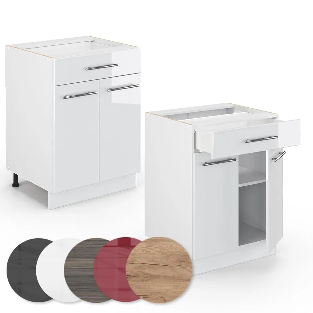 Vicco Mobiletto base per cucina Fame-Line, Bianco lucido, 60 cm - immagine 6