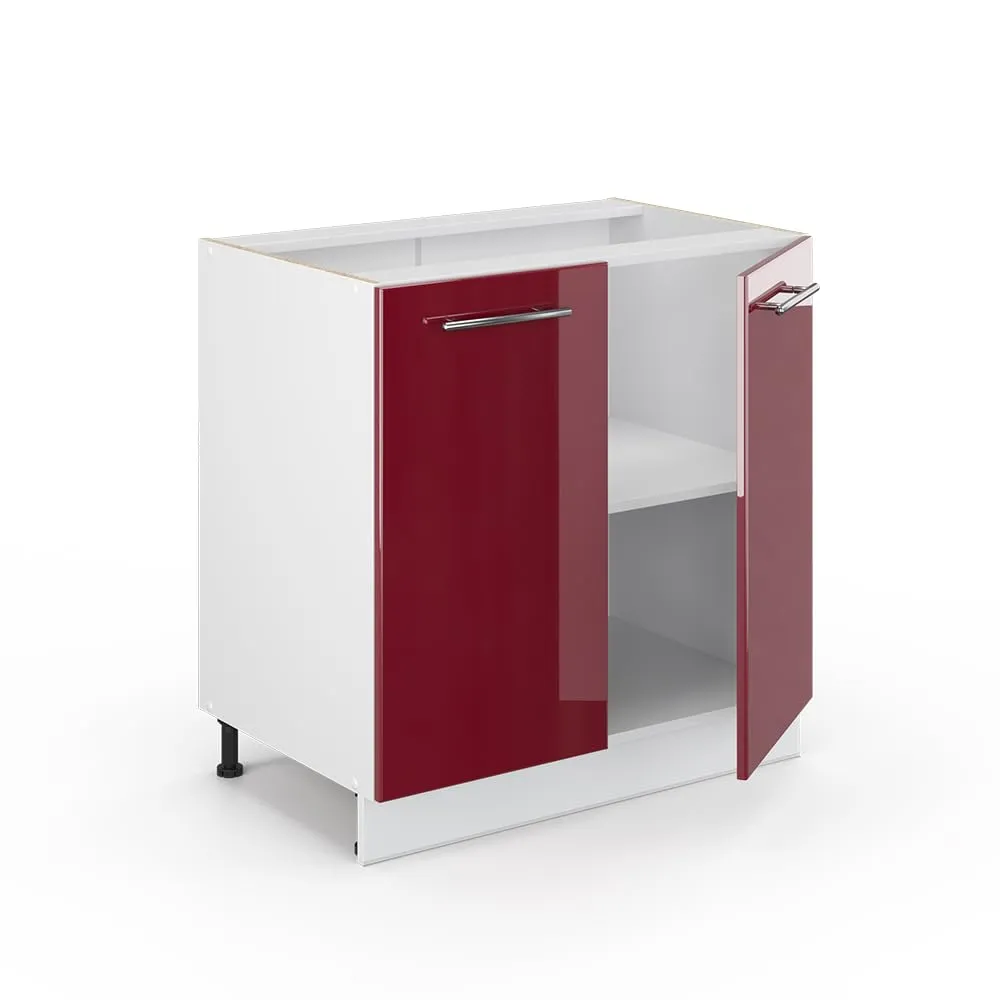 Vicco Fame-Line Mobiletto Base Cucina, Bordeaux Lucido/Bianco, 80 cm - immagine 5