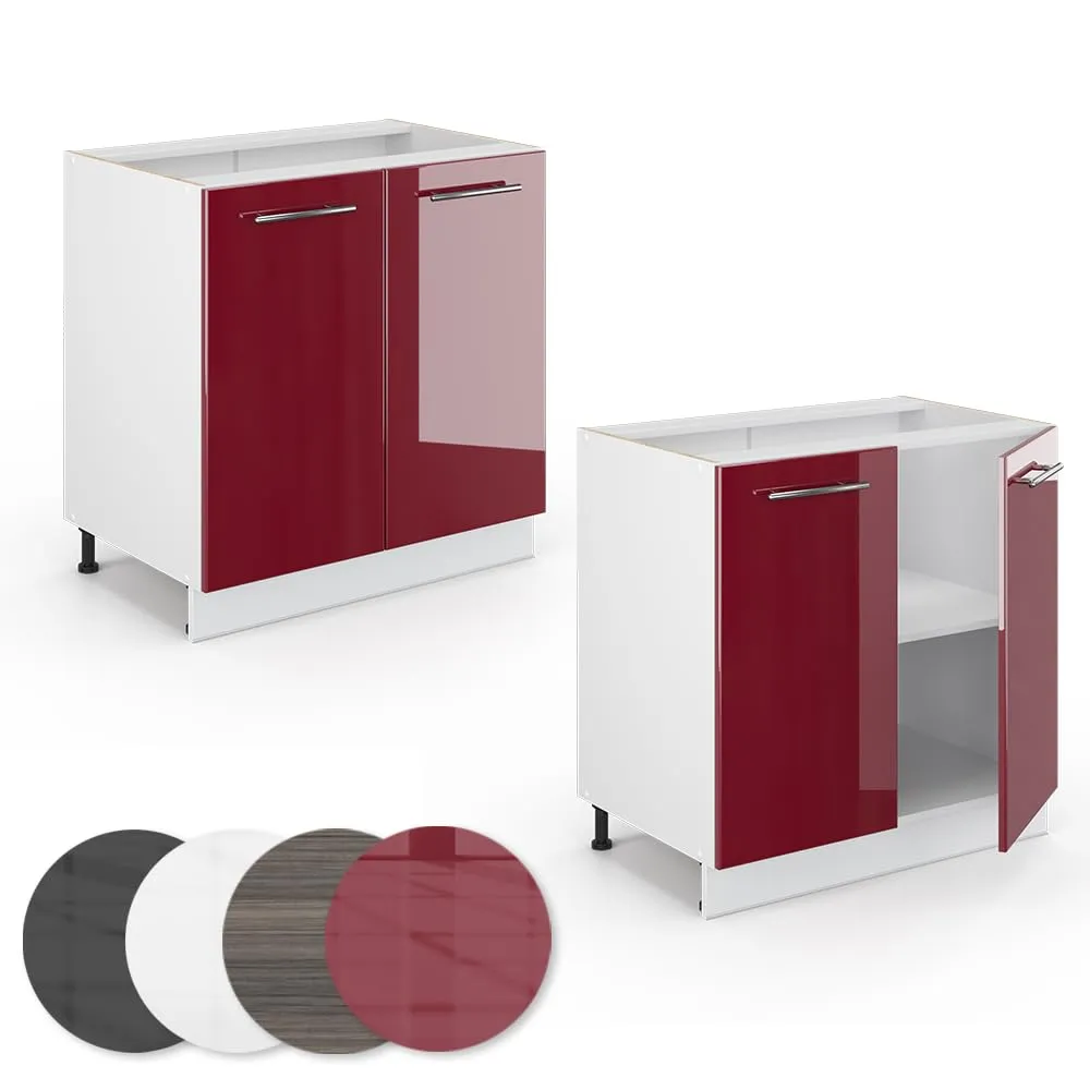 Vicco Fame-Line Mobiletto Base Cucina, Bordeaux Lucido/Bianco, 80 cm - immagine 6