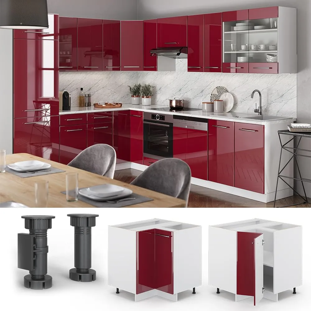 Vicco Mobile ad angolo cucina Fame-Line, Bordeaux lucido, 80.5 cm - immagine 4