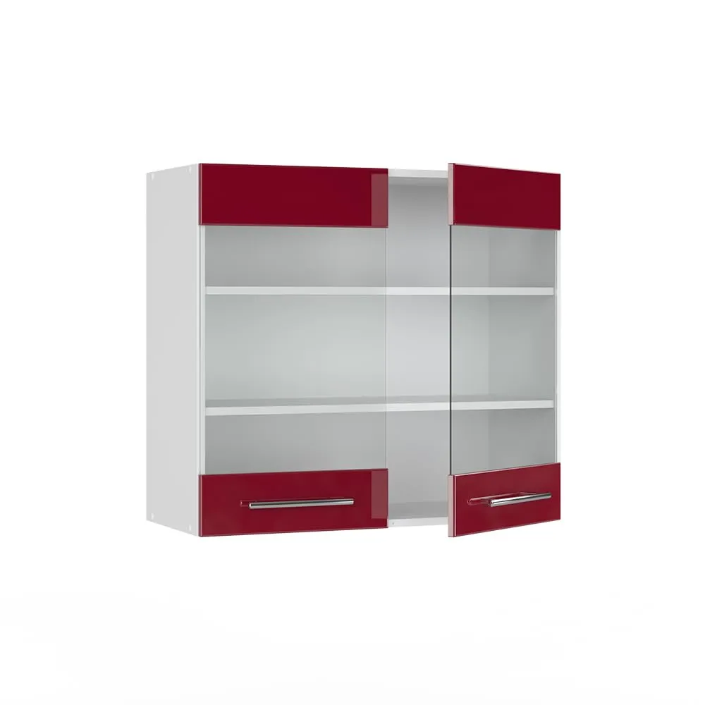 Vicco Mobile da cucina in vetro Fame-Line, Bordeaux lucido, 80 cm - immagine 4