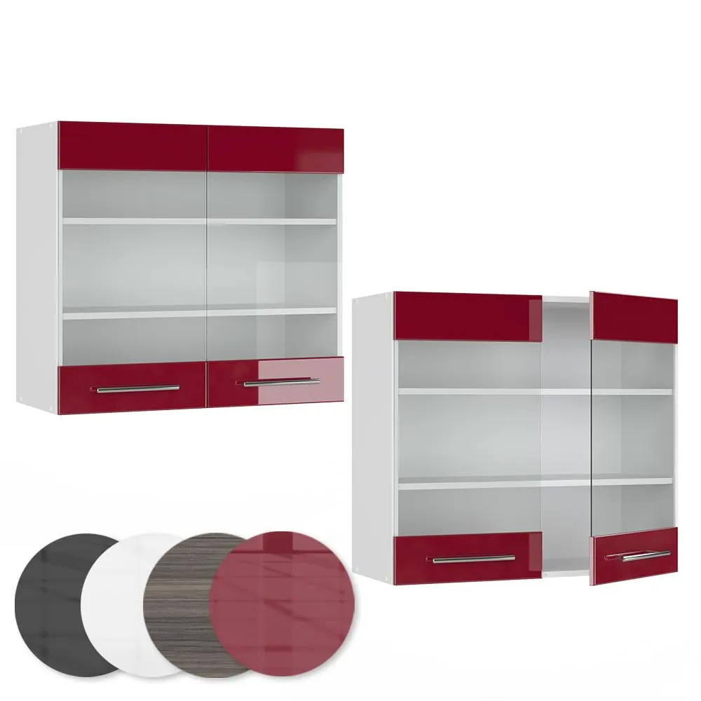 Vicco Mobile da cucina in vetro Fame-Line, Bordeaux lucido, 80 cm - immagine 5
