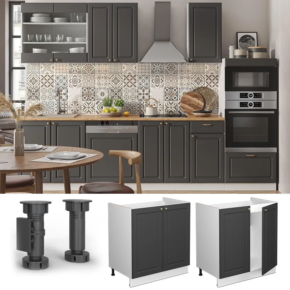 Vicco Mobile Lavello Cucina Fame-Line, Antracite-Oro, 80 cm - immagine 4