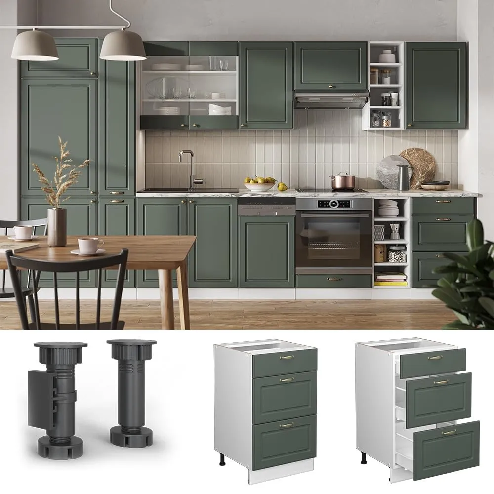 Vicco Fame-Line Mobiletto base per cucina, Verde-oro country, 50 cm - immagine 4
