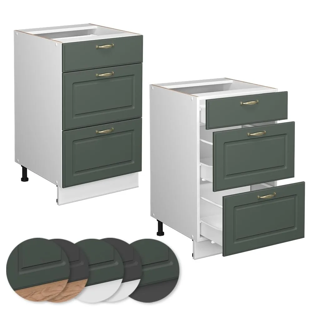 Vicco Fame-Line Mobiletto base per cucina, Verde-oro country, 50 cm - immagine 6