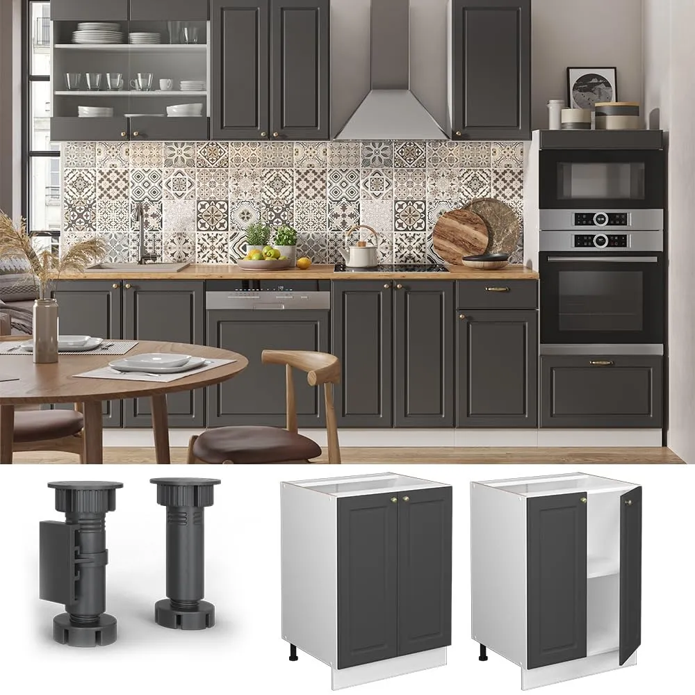 Vicco Mobiletto base cucina Fame-Line, Antracite-oro, 60 cm - immagine 4