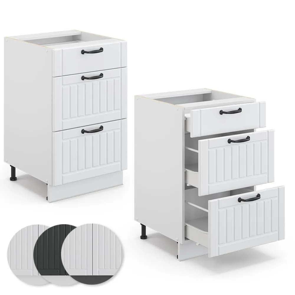 Vicco Mobiletto Base per Cucina Fame-Line, Bianco Country, 50 cm - immagine 6