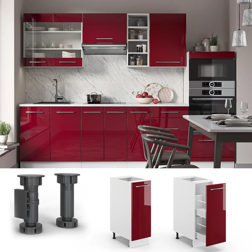 Vicco Fame-Line Dispensa Cucina, Bordeaux Lucido, 30 cm - immagine 4