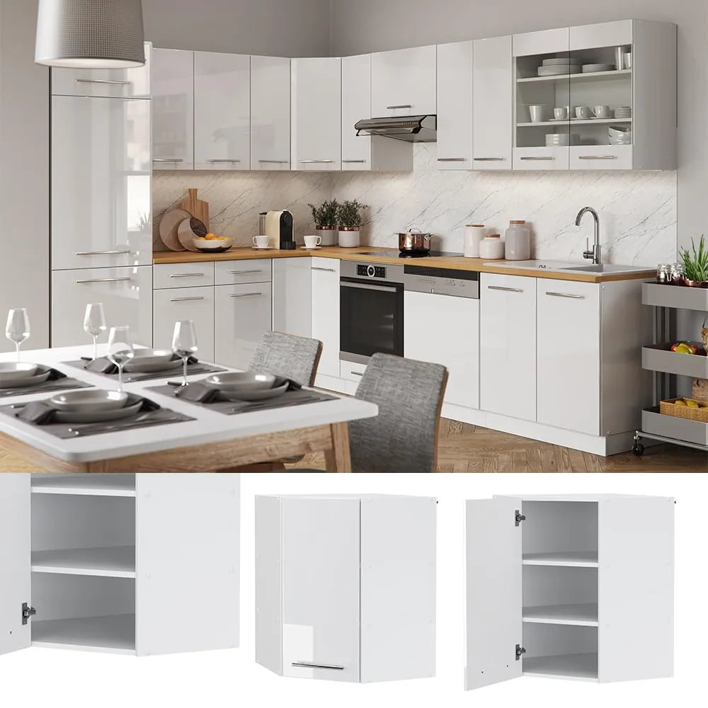 Vicco Mobile Angolare da Cucina Fame-Line, Bianco Lucido, 57 cm - immagine 2