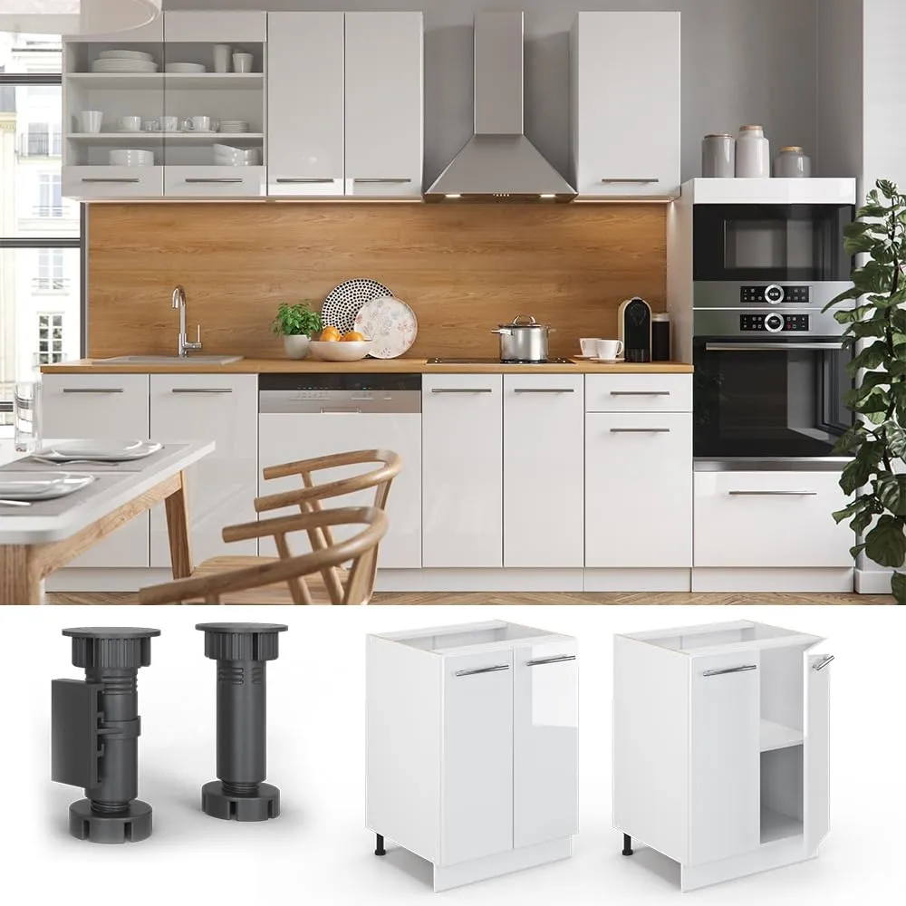 Vicco Mobiletto base cucina Fame-Line, Bianco lucido, 60 cm - immagine 4