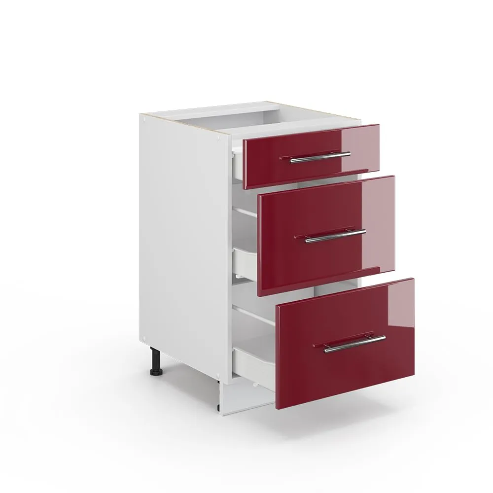 Vicco Mobiletto base per cucina Fame-Line, Bordeaux lucido, 50 cm - immagine 5