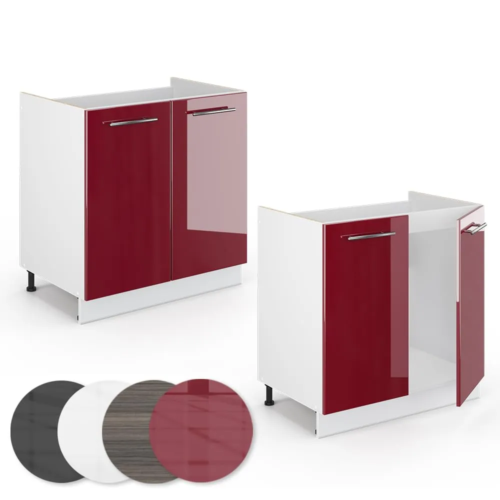 Vicco Mobile Lavello Cucina Fame-Line, Bordeaux Lucido, 80 cm - immagine 6
