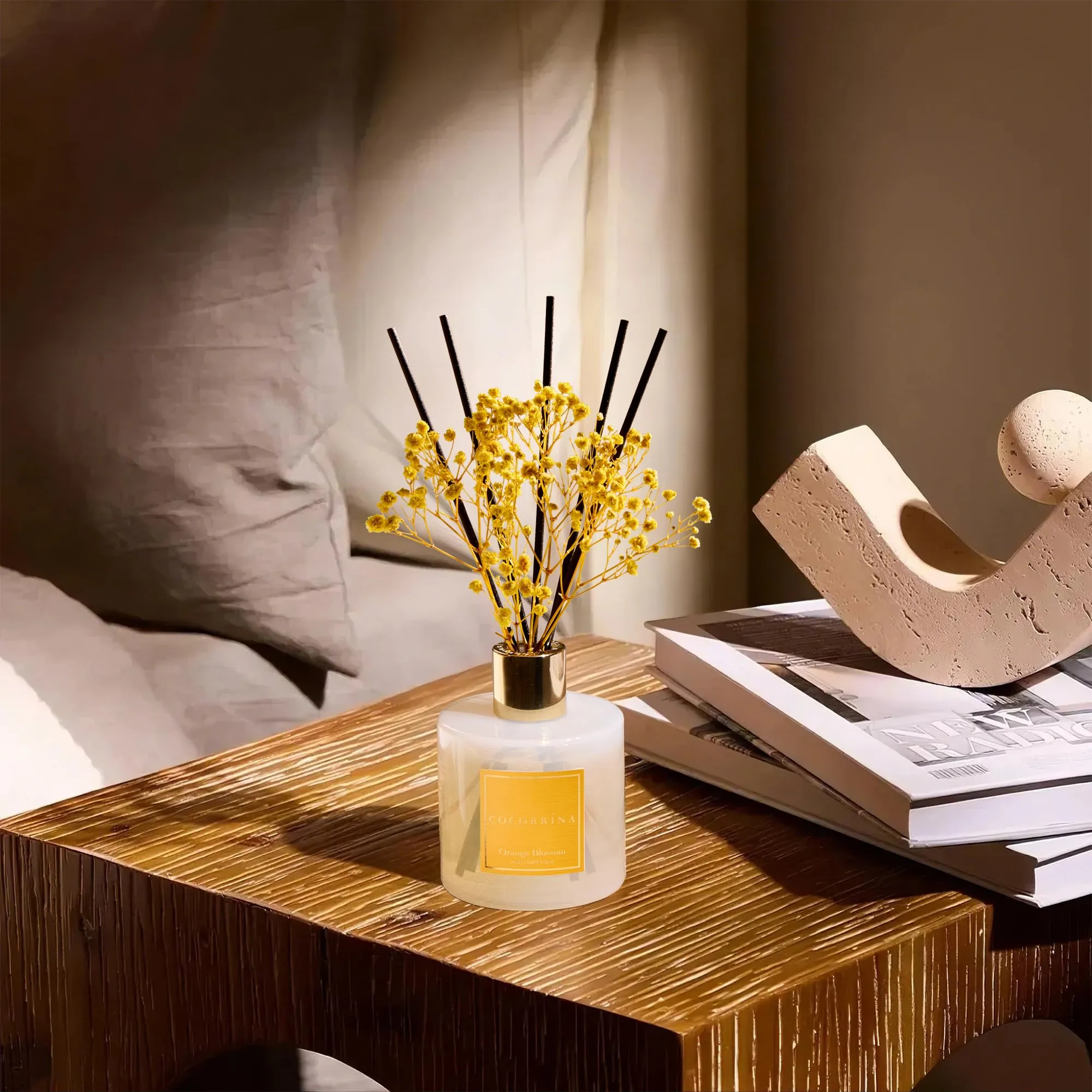 COCORRÍNA Diffusore di Profumo per Ambiente Orange Blossom, 200ml con 8 Bastoncini in Rattan - immagine 4