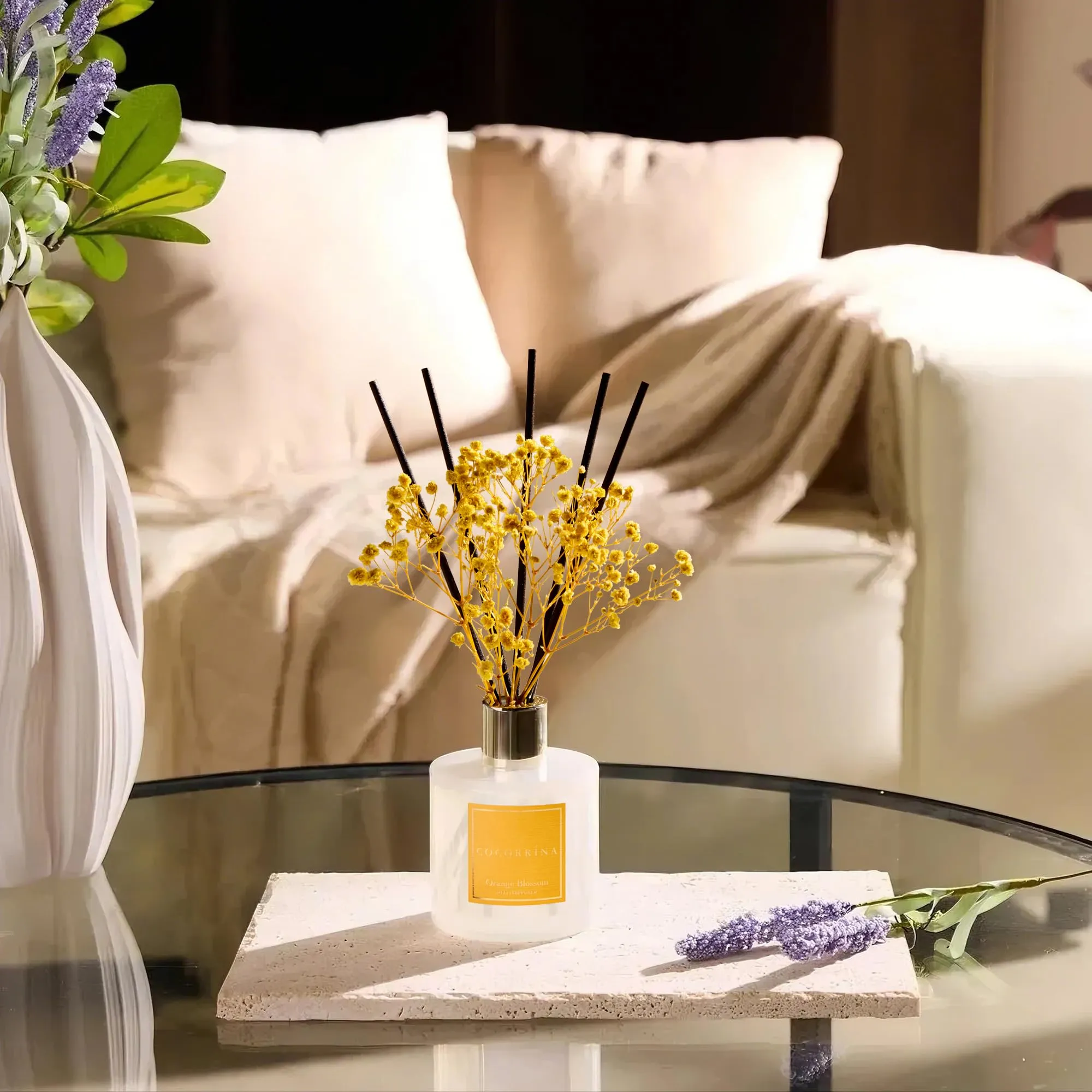 COCORRÍNA Diffusore di Profumo per Ambiente Orange Blossom, 200ml con 8 Bastoncini in Rattan - immagine 5
