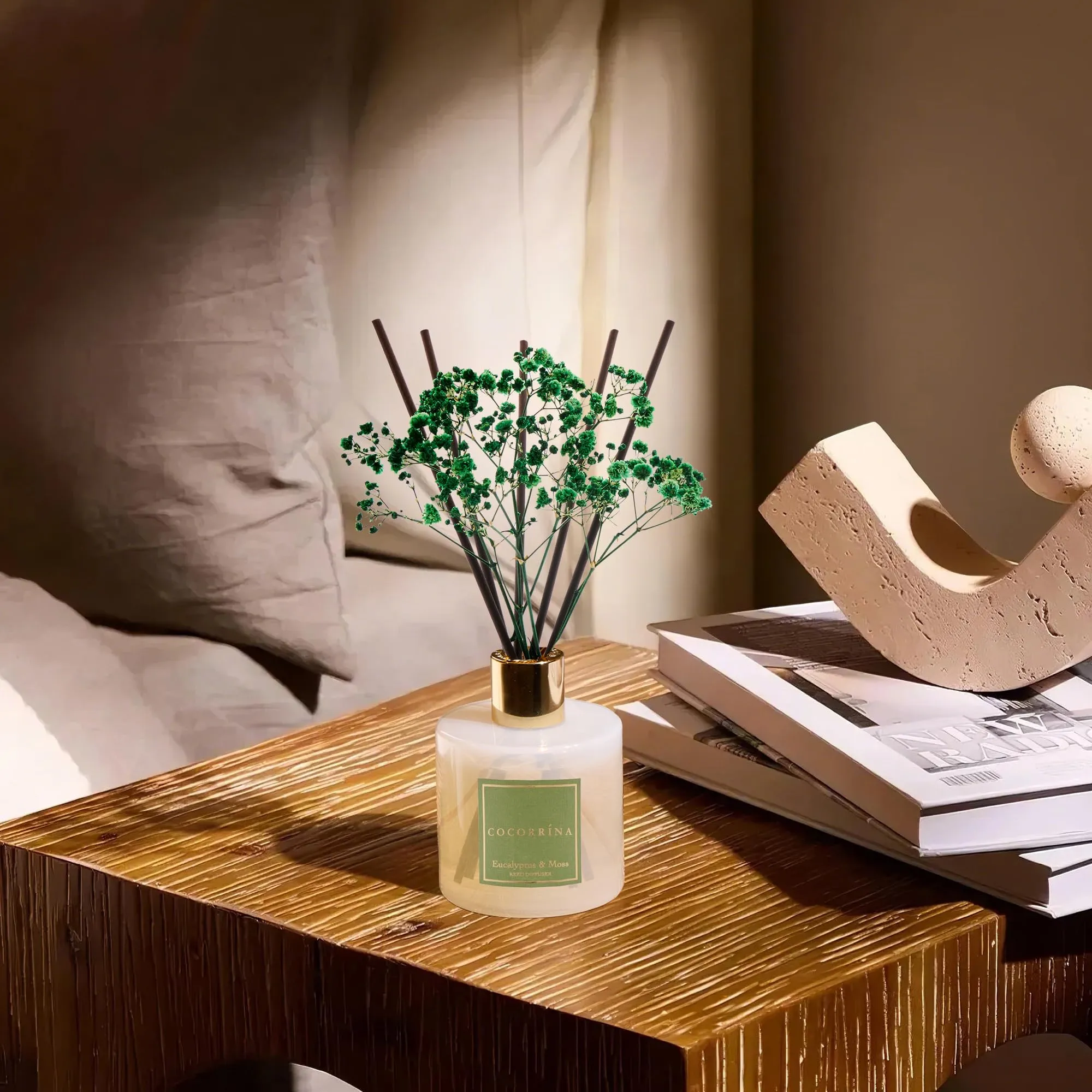 COCORRÍNA Diffusore Profumo Ambiente Eucalyptus & Moss, 200ml con 8 Bastoncini - immagine 4