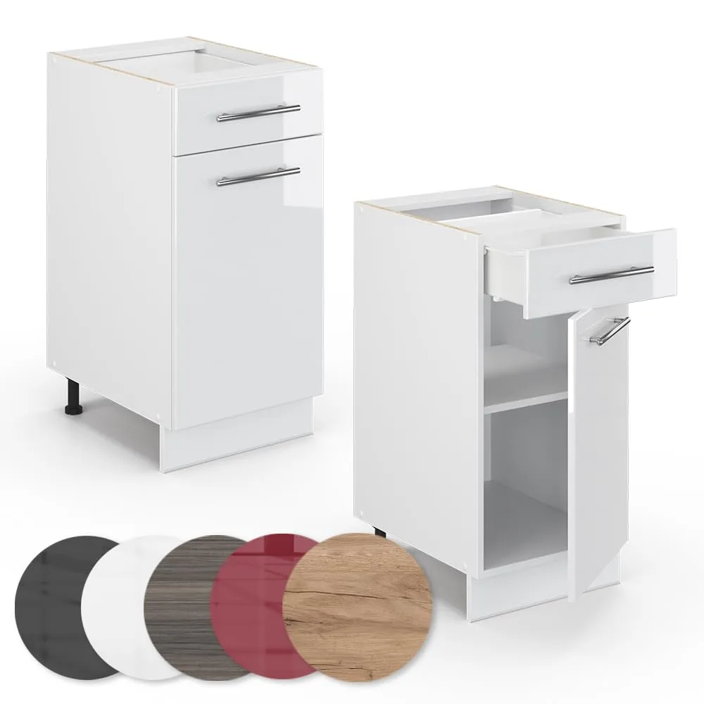 Vicco Mobiletto base per cucina Fame-Line, Bianco lucido, 40 cm - immagine 6